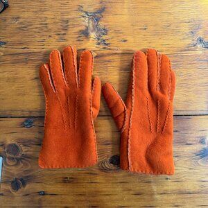 Orange Leather Gloves